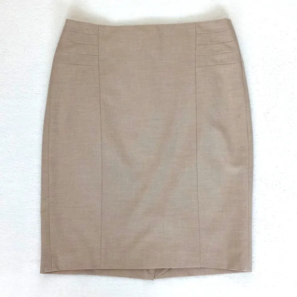 Limited Women's Sand Beige Neutral Tailored Lined Straight Pencil Skirt 0 - Picture 8 of 15